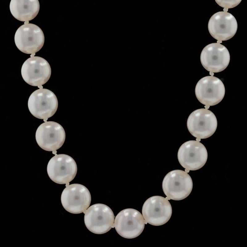 Bead White Gold Akoya Pearl Knotted Strand Necklace, 14k