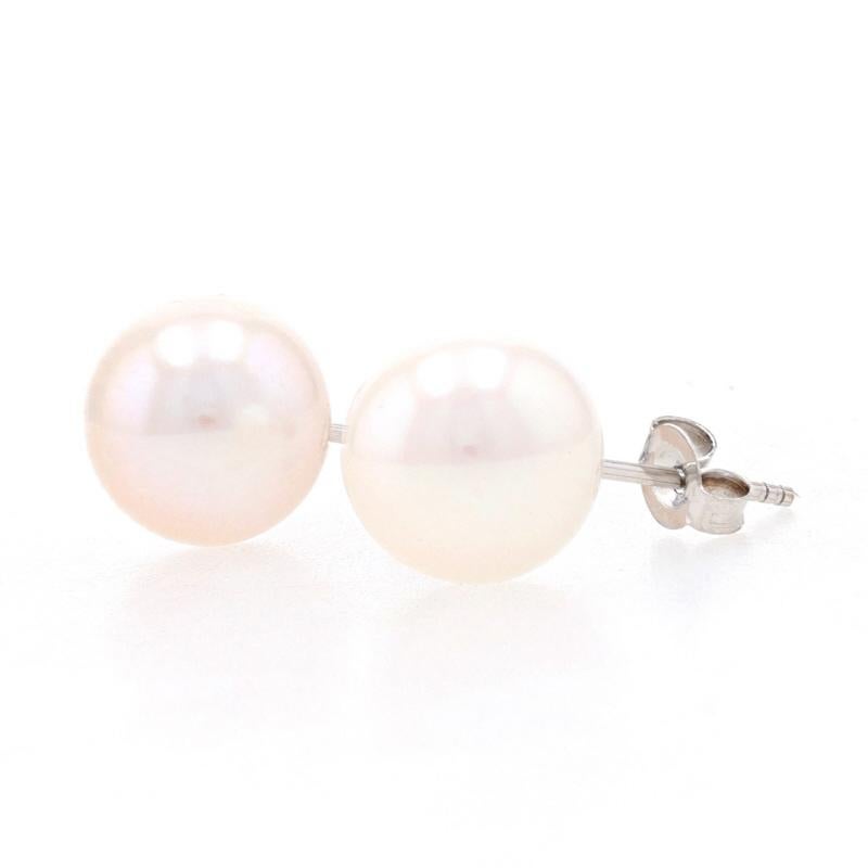 Perle Clous d'oreilles Akoya en or blanc 14 carats perlés de 7,5 mm à 8 mm en vente