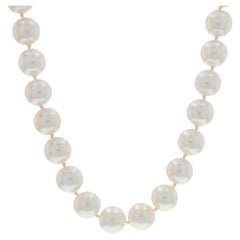 White Gold Akoya Pearls Diamond Vintage Necklace 19" - 14k .32ctw