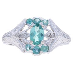 Anello cocktail con alessandrite e diamanti in oro bianco - 14k Oval .70ctw