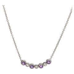 White Gold Amethyst and Diamond Pendant