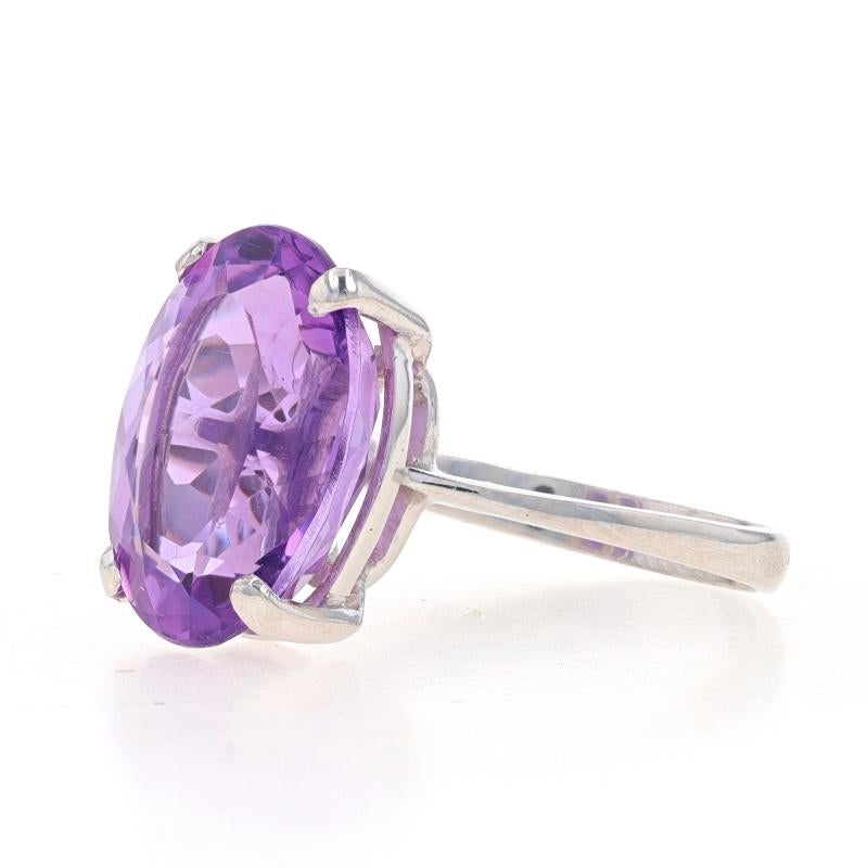 Oval Cut White Gold Amethyst Cocktail Solitaire Ring - 18k Oval 8.87ct For Sale