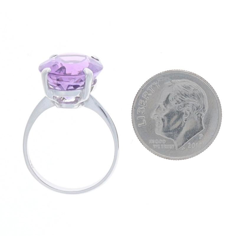 Women's White Gold Amethyst Cocktail Solitaire Ring - 18k Oval 8.87ct For Sale