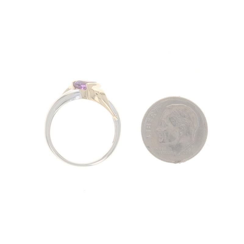 Anello bypass con ametista e diamante in oro bianco - 14k Cushion .76ctw in vendita 1