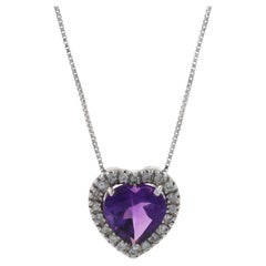 White Gold Amethyst
Diamond Halo Pendant Necklace, 14k Heart 1.46ctw Love White Gold Amethyst
Diamond Halo Pendant Necklace, 14k Heart 1.46ctw Love