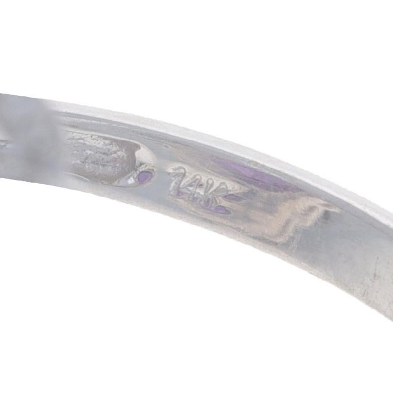 White Gold Amethyst Diamond Halo Ring - 14k Round 3.85ctw For Sale 2