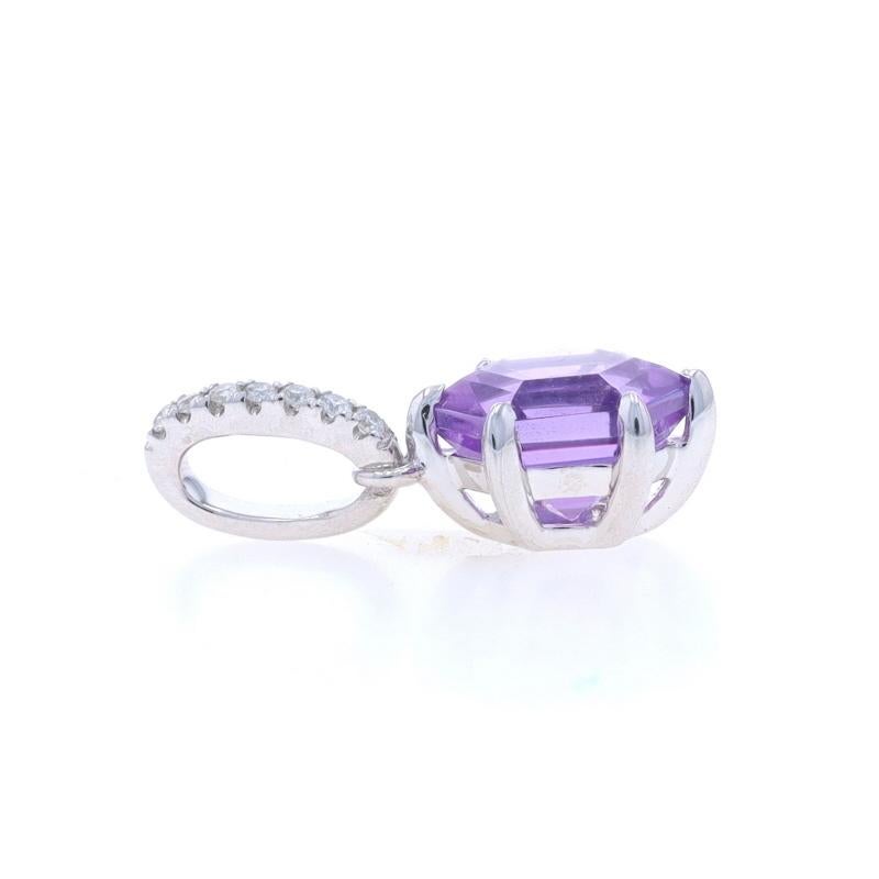 Sechseckiger Amethyst-Diamant-Anhänger aus Weißgold - 14k Hexagon 1,12ctw Geometrisch (Rundschliff) im Angebot
