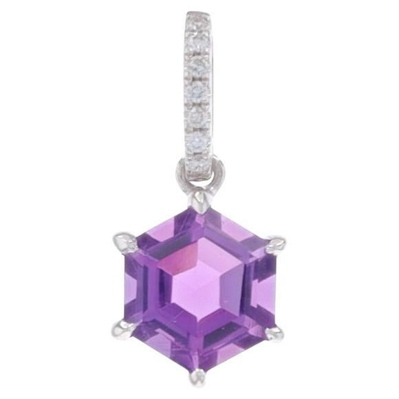 Sechseckiger Amethyst-Diamant-Anhänger aus Weißgold - 14k Hexagon 1,12ctw Geometrisch im Angebot