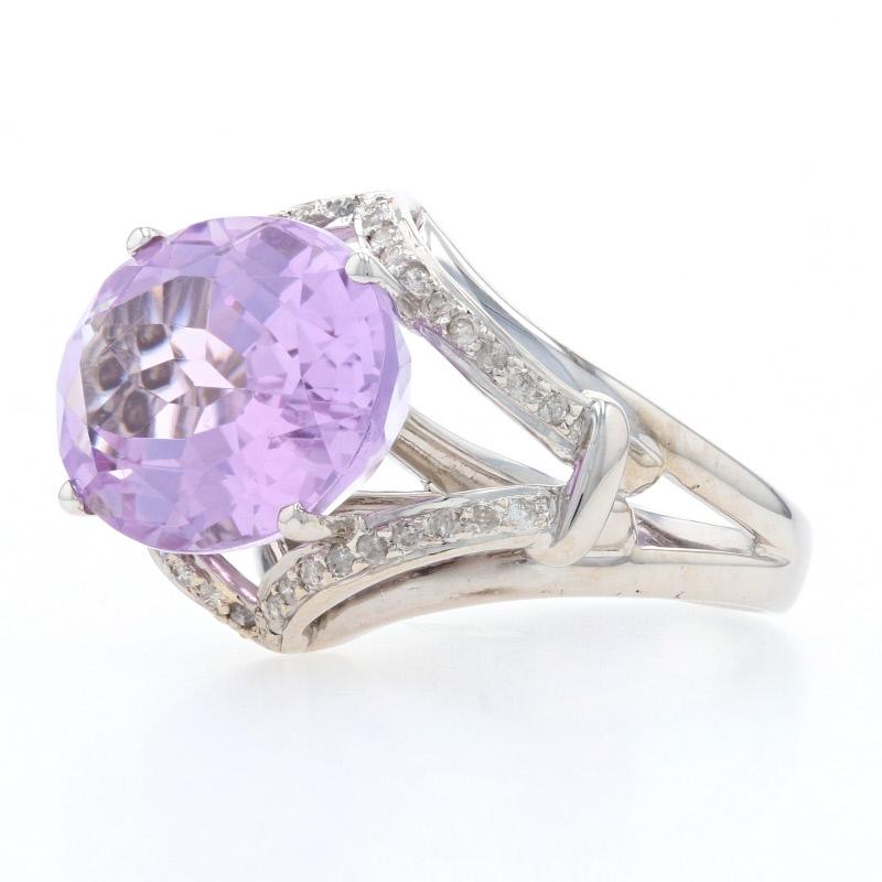 Size: 7
Sizing Fee: Up or Down 1 size for $50

Metal Content: 14k White Gold

Stone Information: 
Genuine Amethyst
Color: Purple
Cut: Oval
Size: 17.9mm x 13mm
Carat(s): 10.90ct

Natural Diamonds  
Clarity: I2 - I3
Color:  H - I
Cut: Round Brilliant