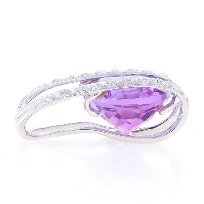 Oval Cut White Gold Amethyst & Diamond Slide Pendant - 18k Oval 7.00ctw East-West For Sale