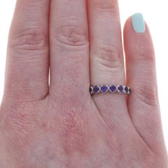 White Gold Amethyst Quatrefoil Seven-Stone Band - 14k Round .70ctw Ring