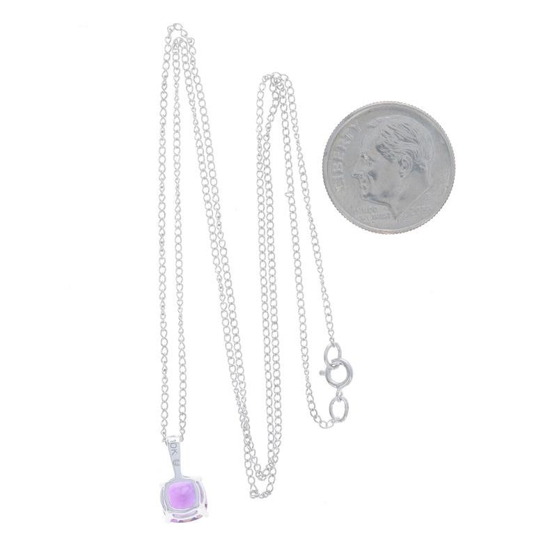 White Gold Amethyst Solitaire Pendant Necklace 17 3/4