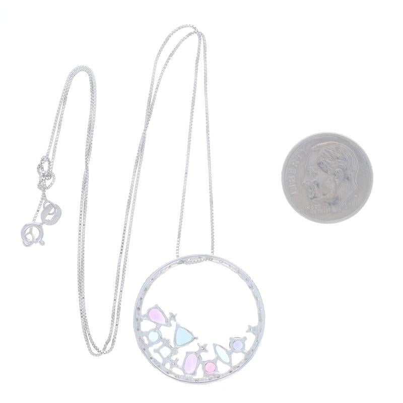 Oval Cut White Gold Amethyst Topaz Tourmaline Eternity Necklace 18