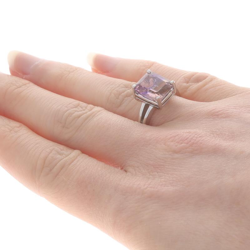 Women's White Gold Ametrine Cocktail Solitaire Ring - 14k Emerald Cut 3.90ct For Sale