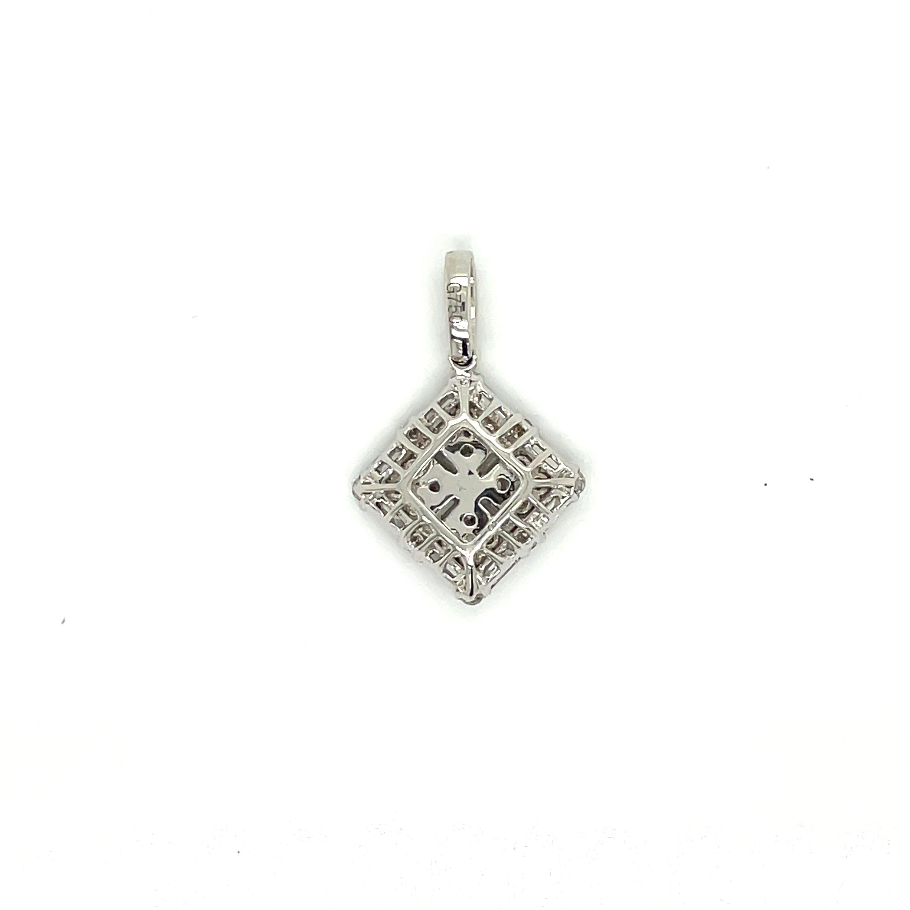 Modern White Gold and 2.27 Ctw Diamond Pendant For Sale