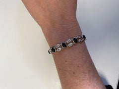 Hammerman Brothers White Gold and Black Onyx Bracelet with White Sapphires