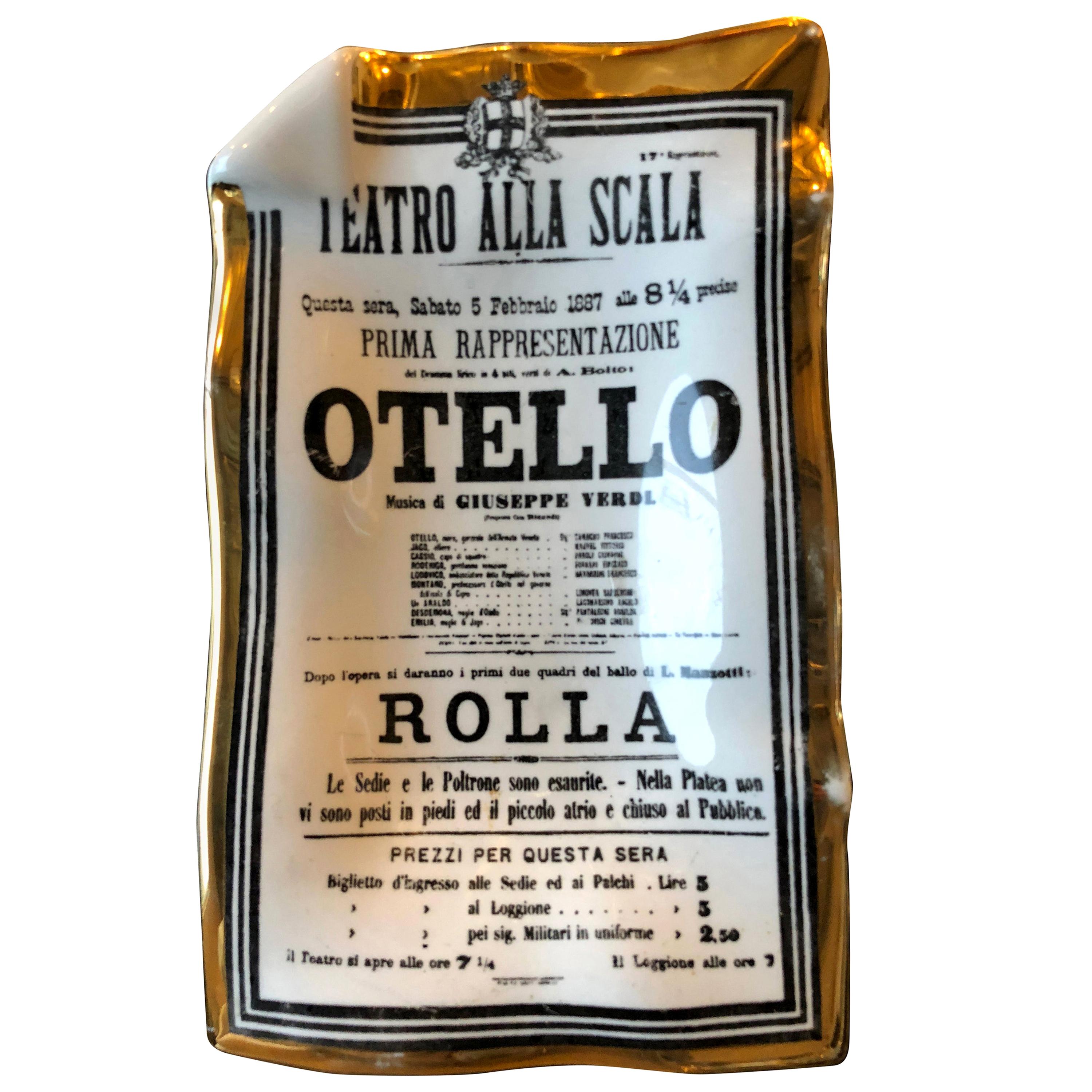 Weiß:: Gold und Schwarz Porzellan Metropolitan Opera "Otello" Play Bill Thema Tablett