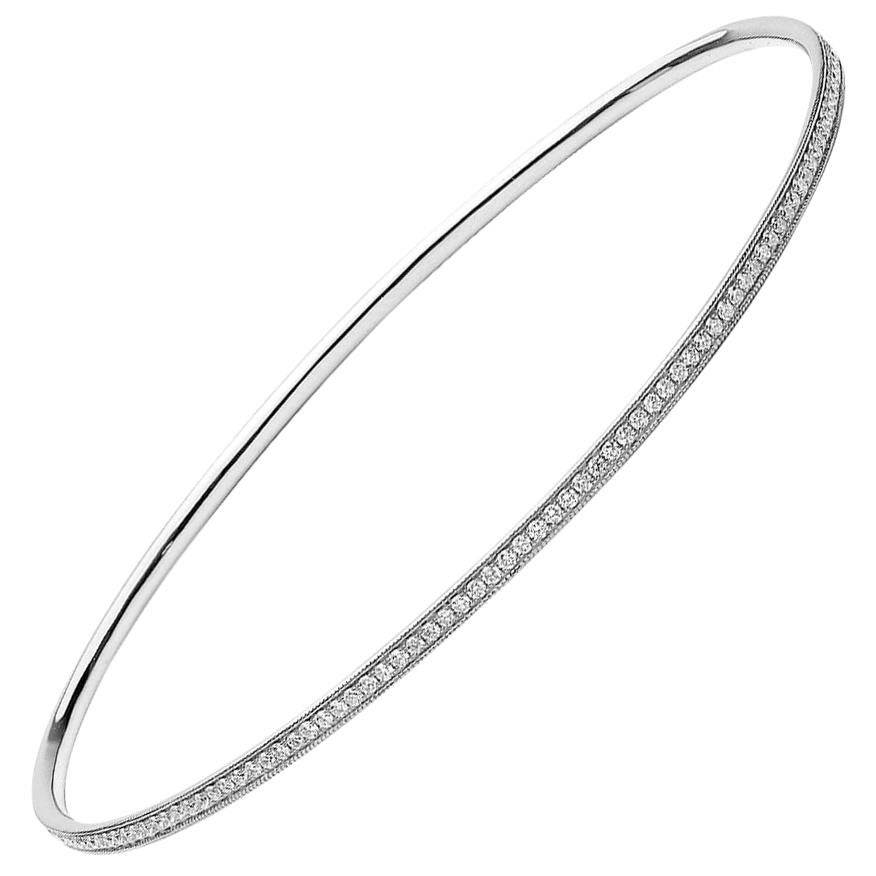 White Gold and Diamond Bangle For Sale