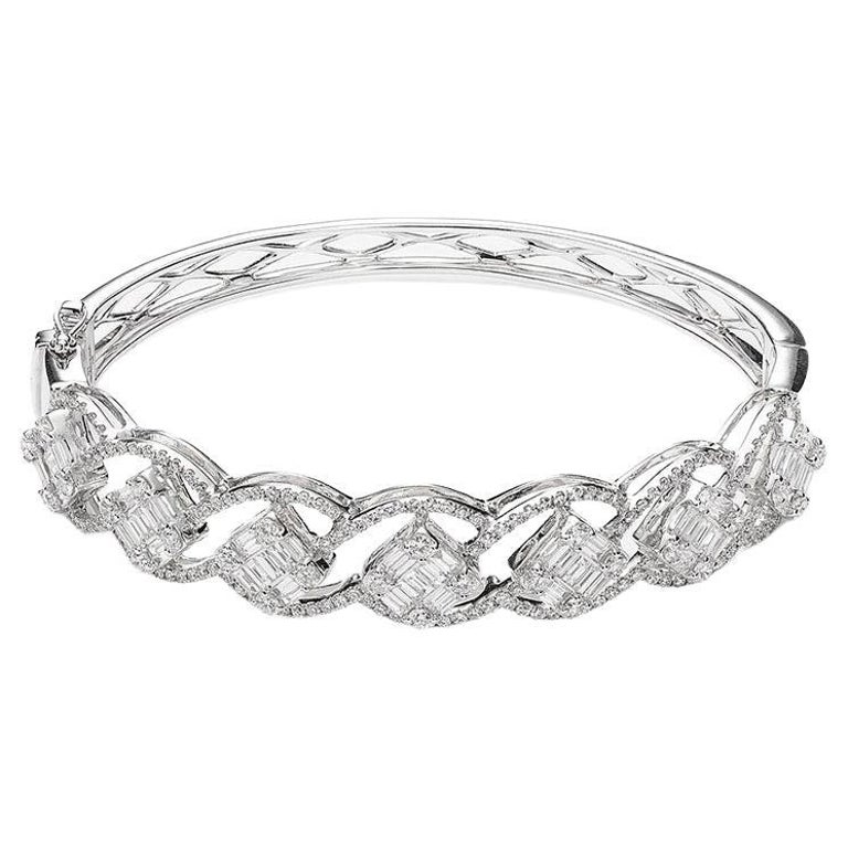 White Gold and Diamond Bangle For Sale at 1stDibs