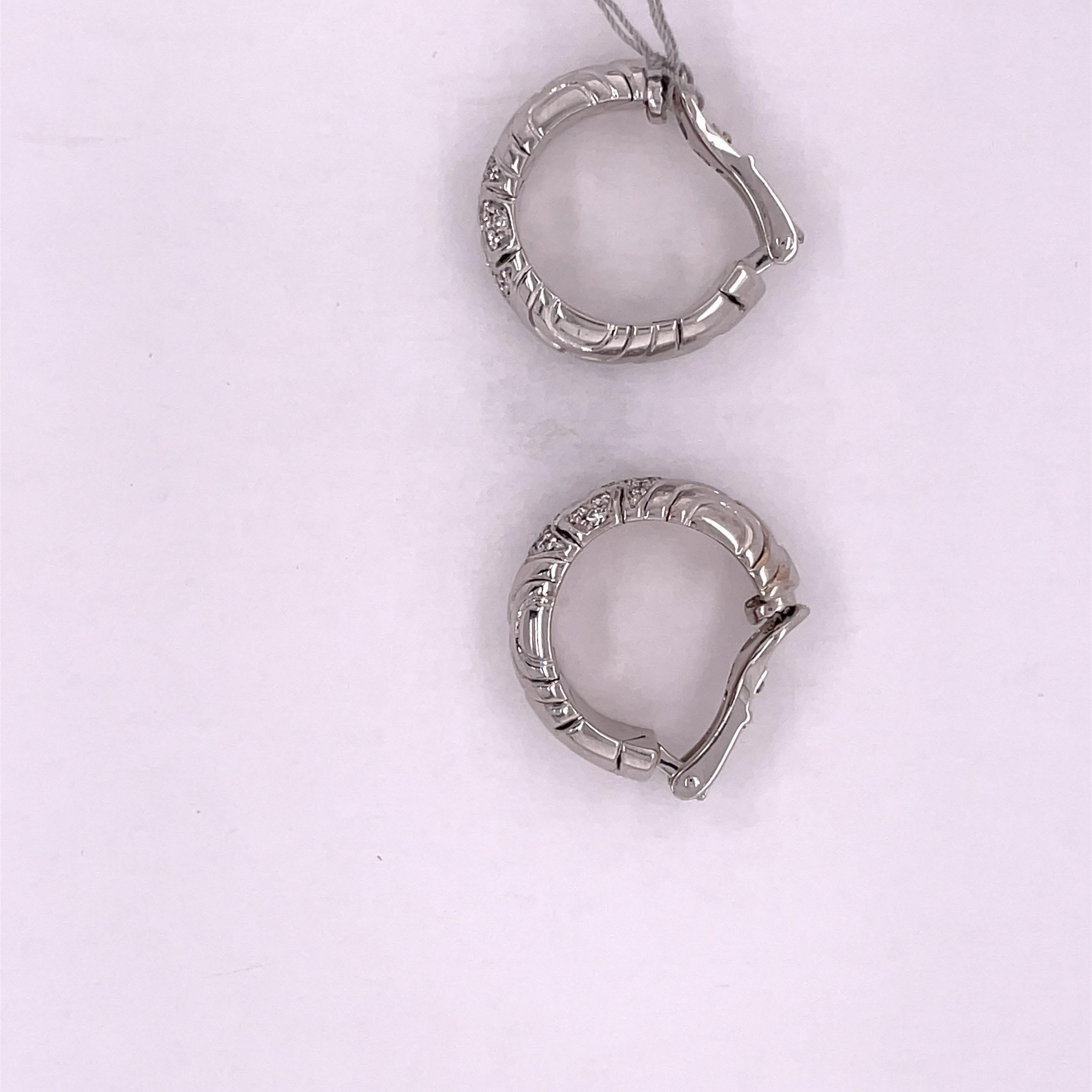 White Gold and Diamond Bulgari Clip-On Hoops In Good Condition In Dallas, TX