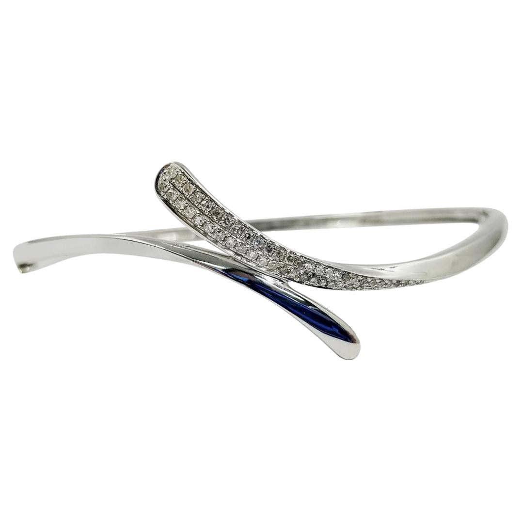 White Gold and Diamond Bypass Bangle