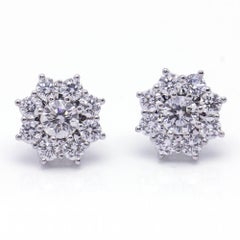 Cluster-Ohrringe aus Weißgold und Diamanten