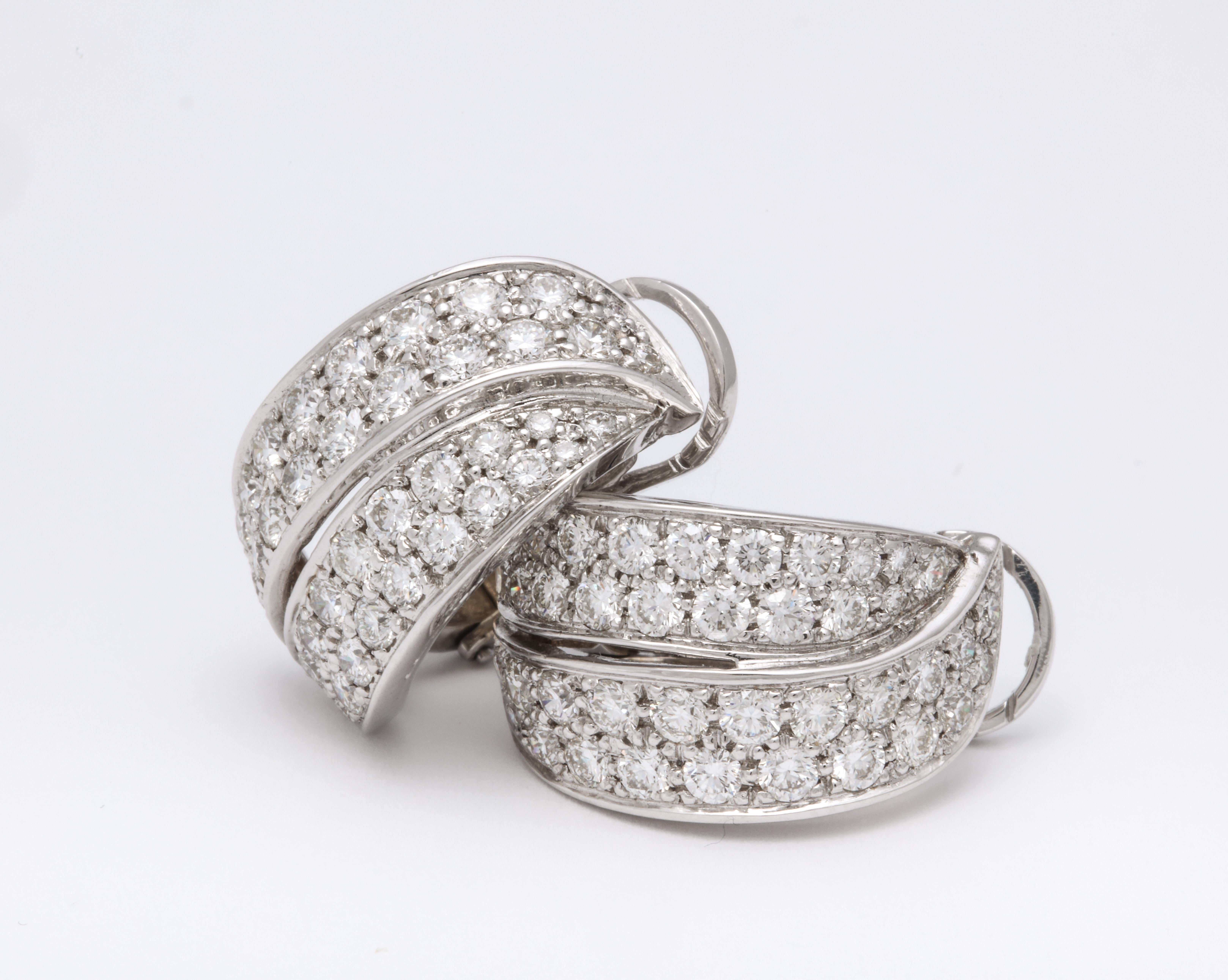 Round Cut White Gold and Diamond Cocktail Earrings For Sale
