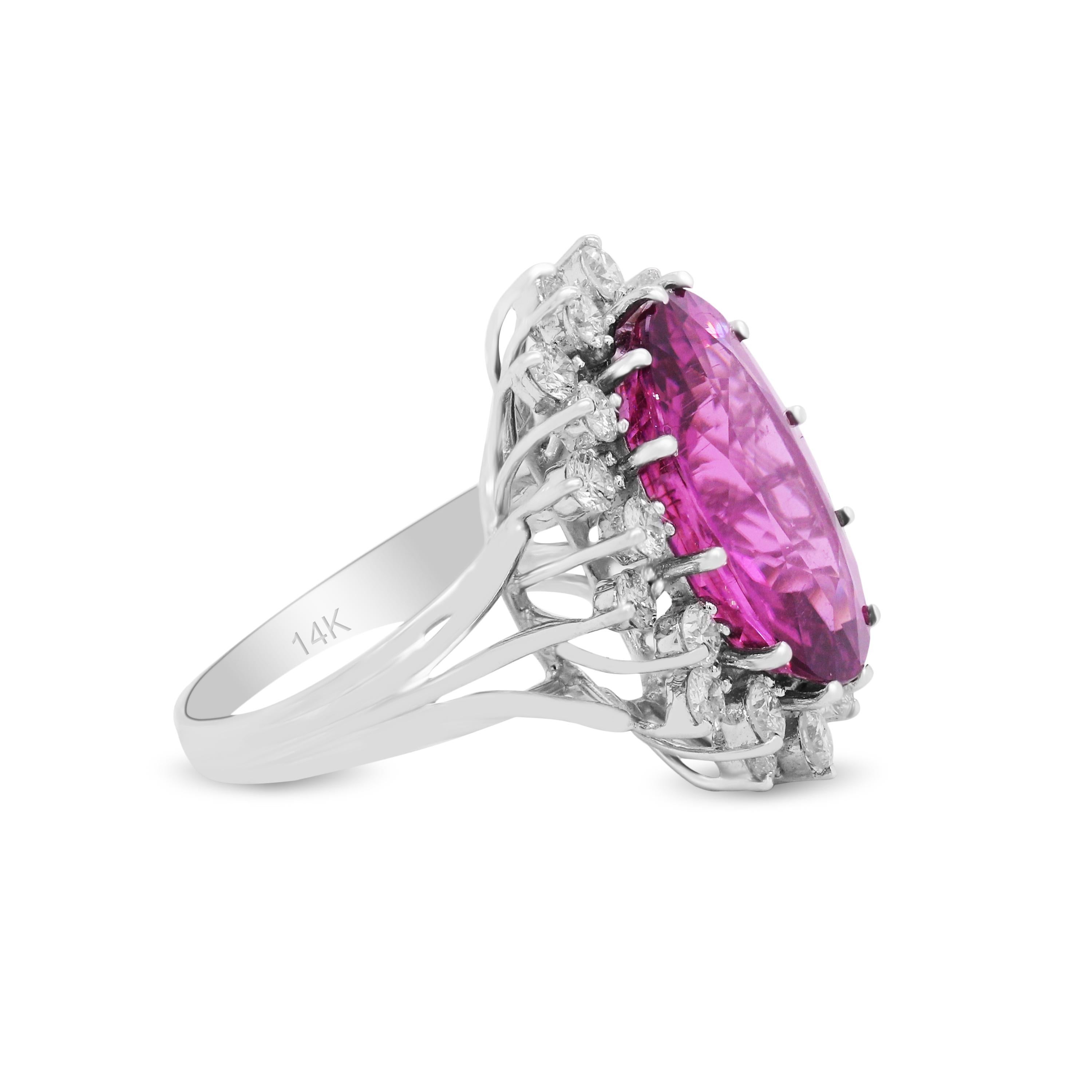 GIA-zertifizierter Ring aus Weißgold mit rosa Turmalin und Diamant (Zeitgenössisch) im Angebot