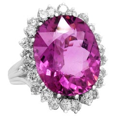 GIA-zertifizierter Ring aus Weißgold mit rosa Turmalin und Diamant
