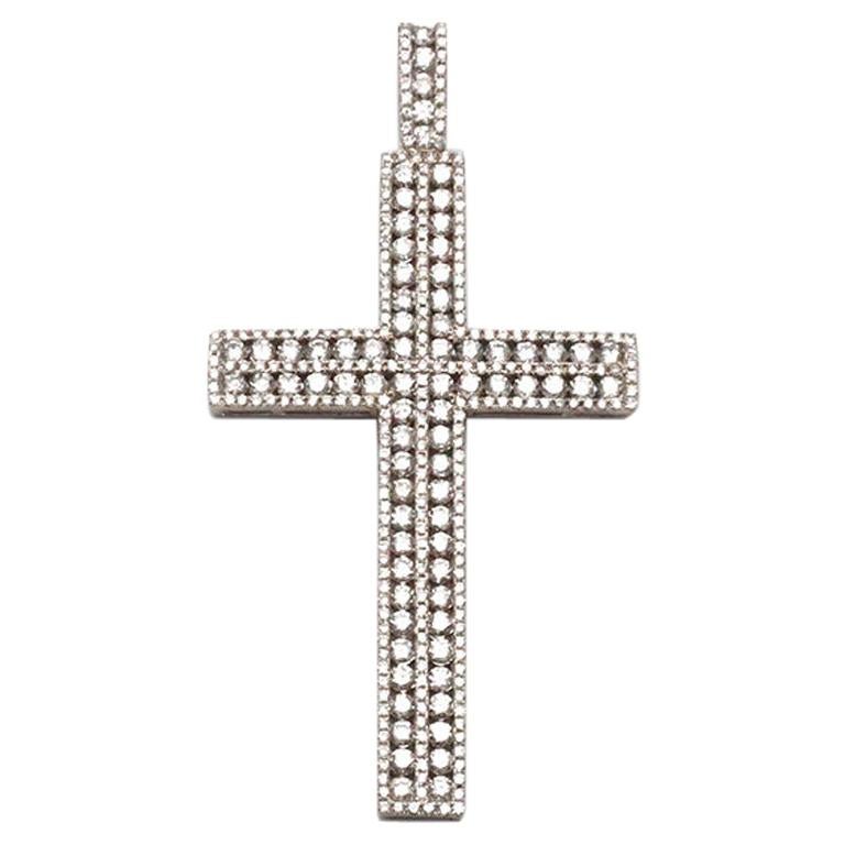 White Gold and Diamond Cross Pendant