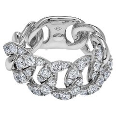 White Gold and Diamond Cuban Link Ring