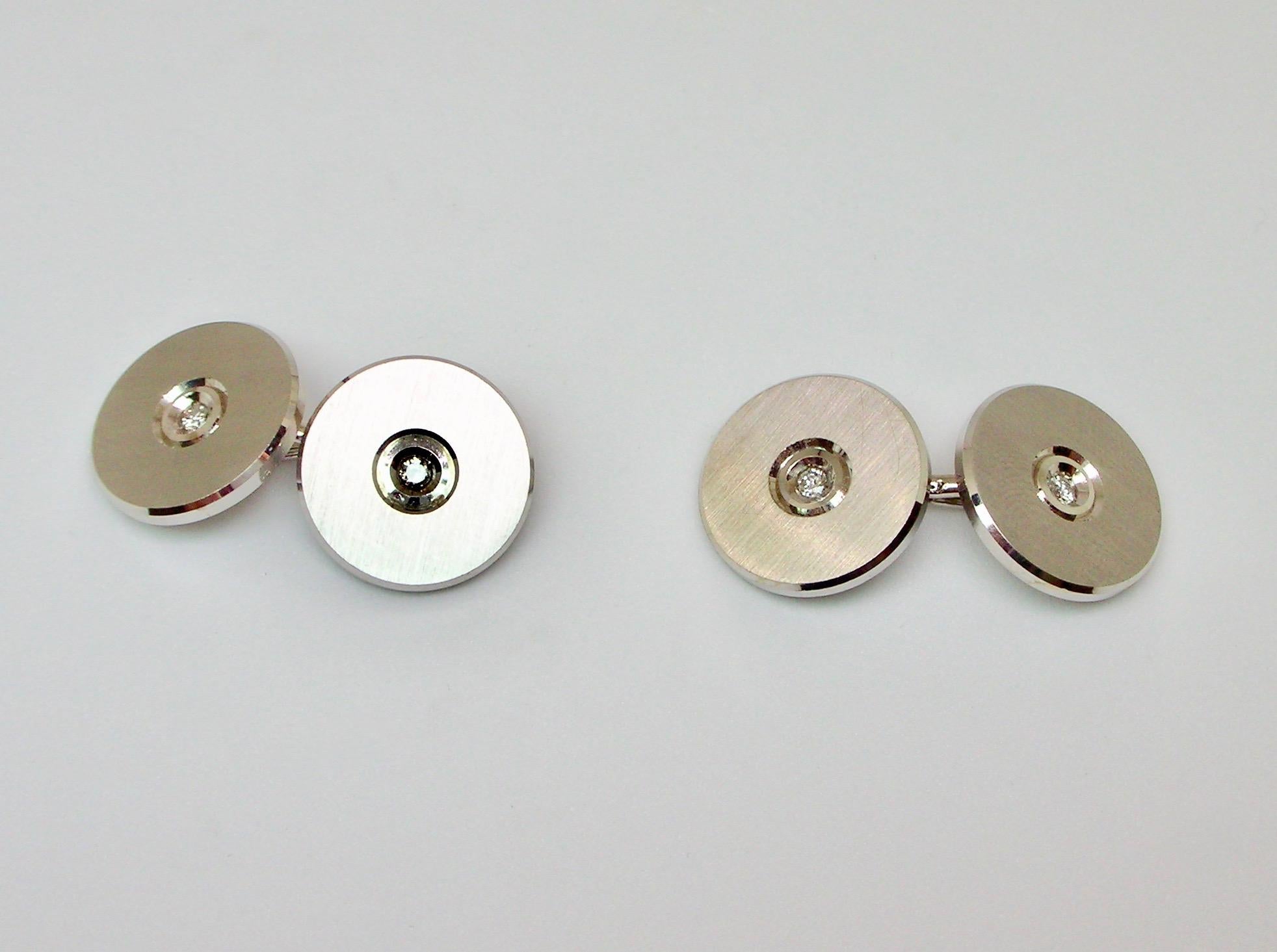 White Gold And Diamond Cufflinks In Good Condition For Sale In Milano, MI