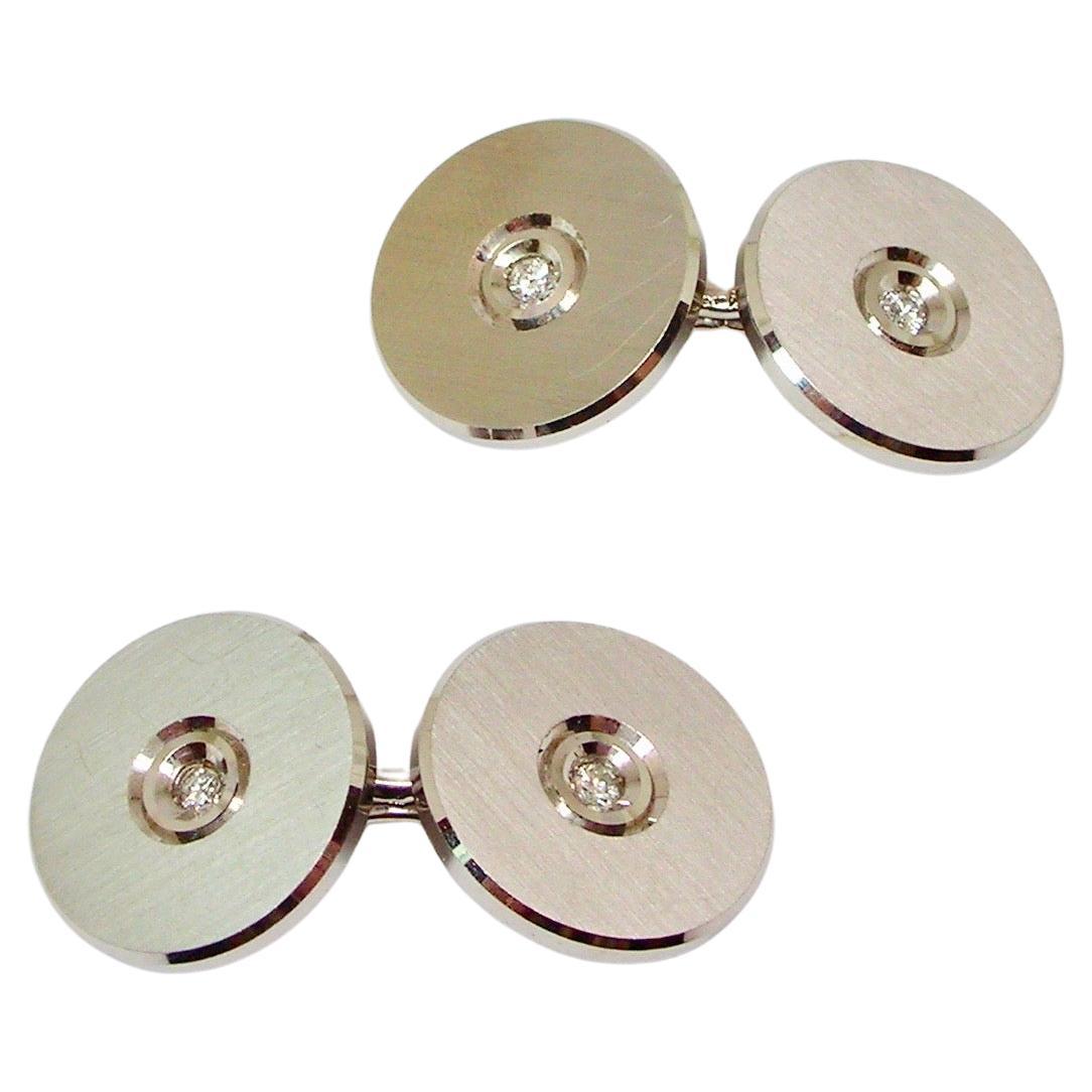 White Gold And Diamond Cufflinks For Sale