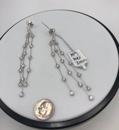 White Gold and Diamond Dangle Bezel Earrings