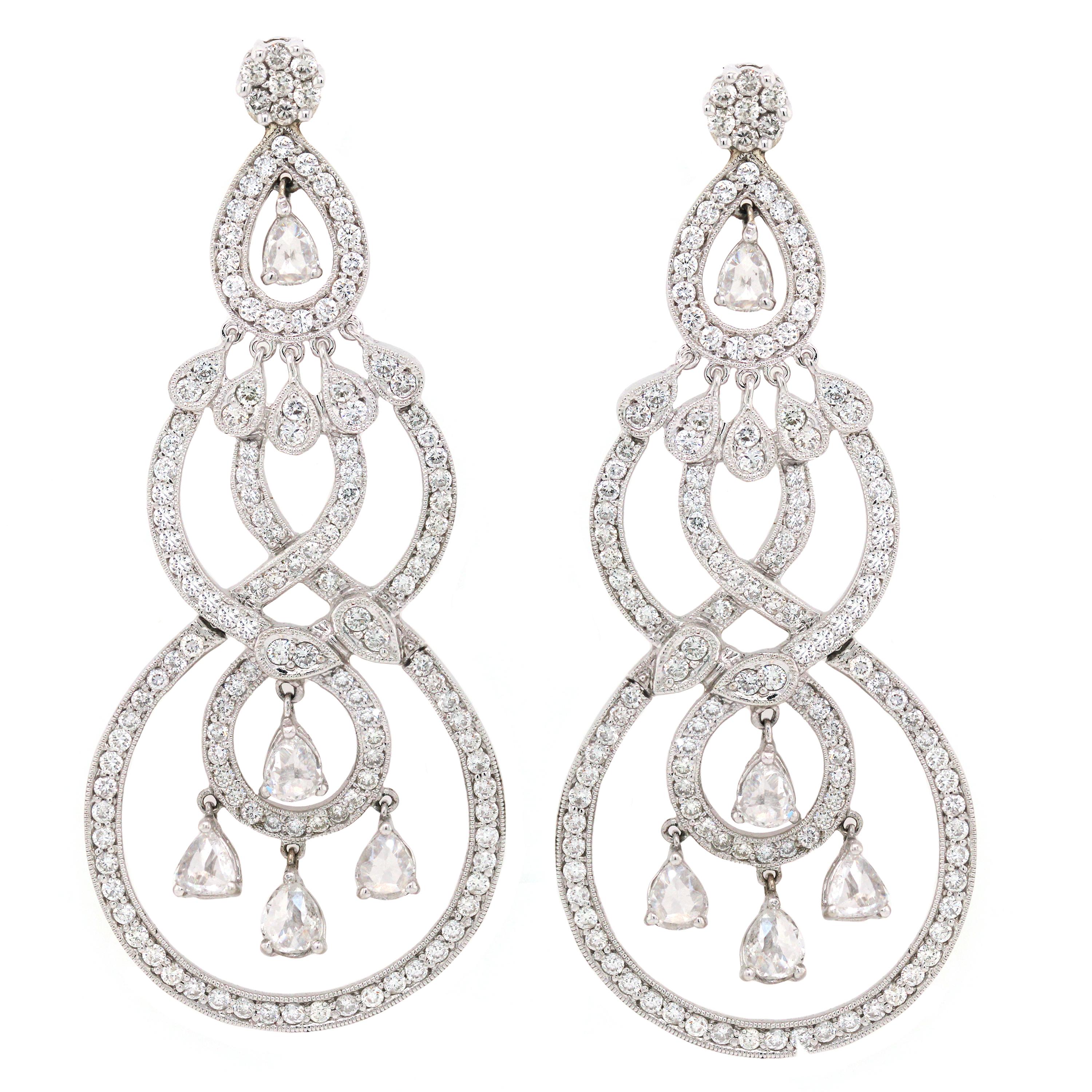 white gold diamond dangle drop earrings