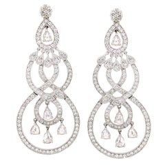 White Gold and Diamond Dangle Drop Earrings