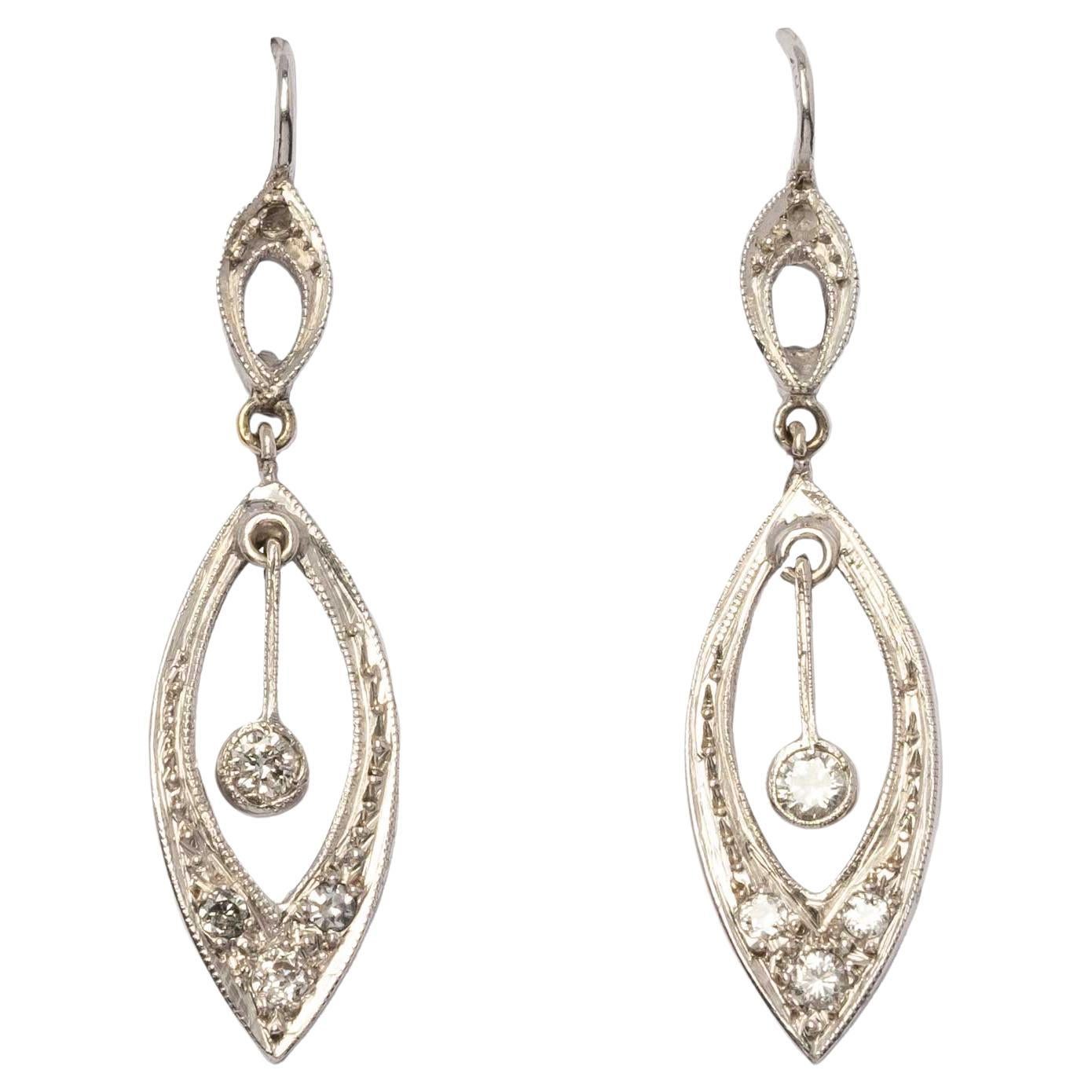 White gold and diamond drop earrings