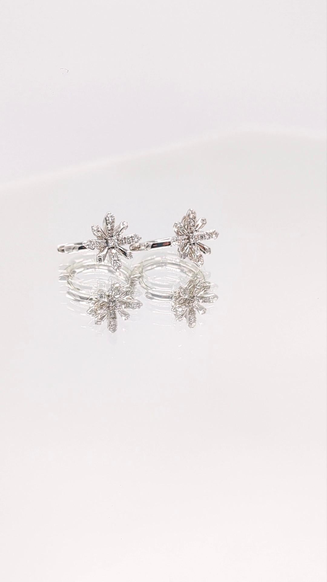 Contemporary White Gold and Diamond Edelweiss Sunshine Hoop  Earrings For Sale