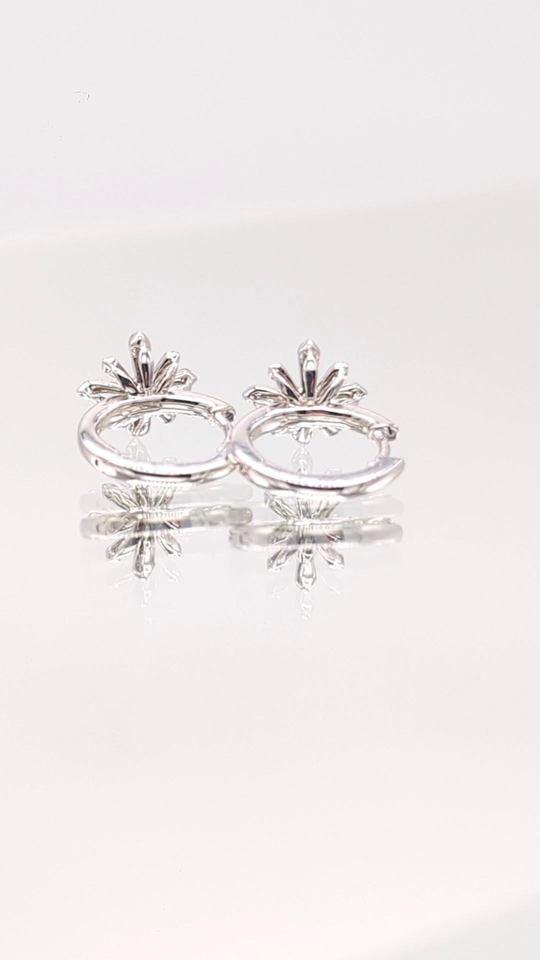 Brilliant Cut White Gold and Diamond Edelweiss Sunshine Hoop  Earrings For Sale