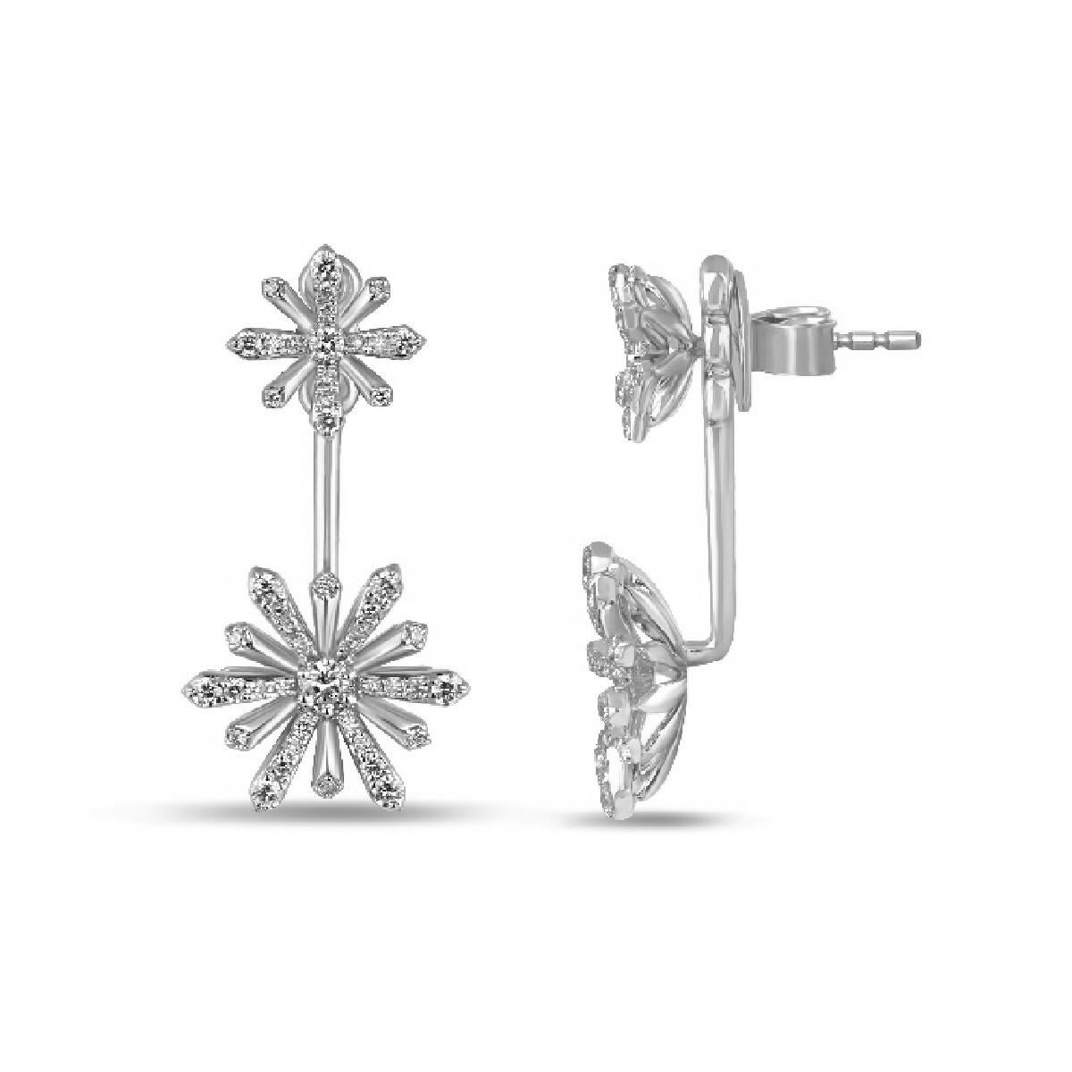 White Gold and Diamond Edelweiss Sunshine Hoop  Earrings For Sale 3