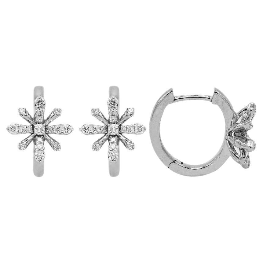 White Gold and Diamond Edelweiss Sunshine Hoop  Earrings For Sale