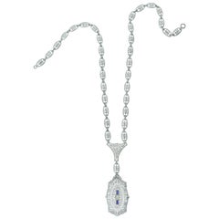 White Gold and Diamond Filigree Necklace, circa 1935