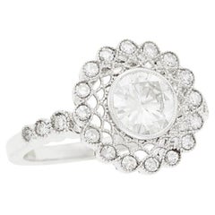 White Gold and Diamond French Filigree Cocktail Engagement Ring
