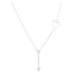 White Gold and Diamond Heart and Arrow Necklace