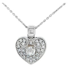 White Gold and Diamond Heart Locket Pendant
