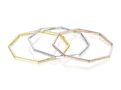 White Gold and Diamond Hexagon Bangle by MadStone