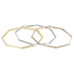 White Gold and Diamond Hexagon Bangle by MadStone