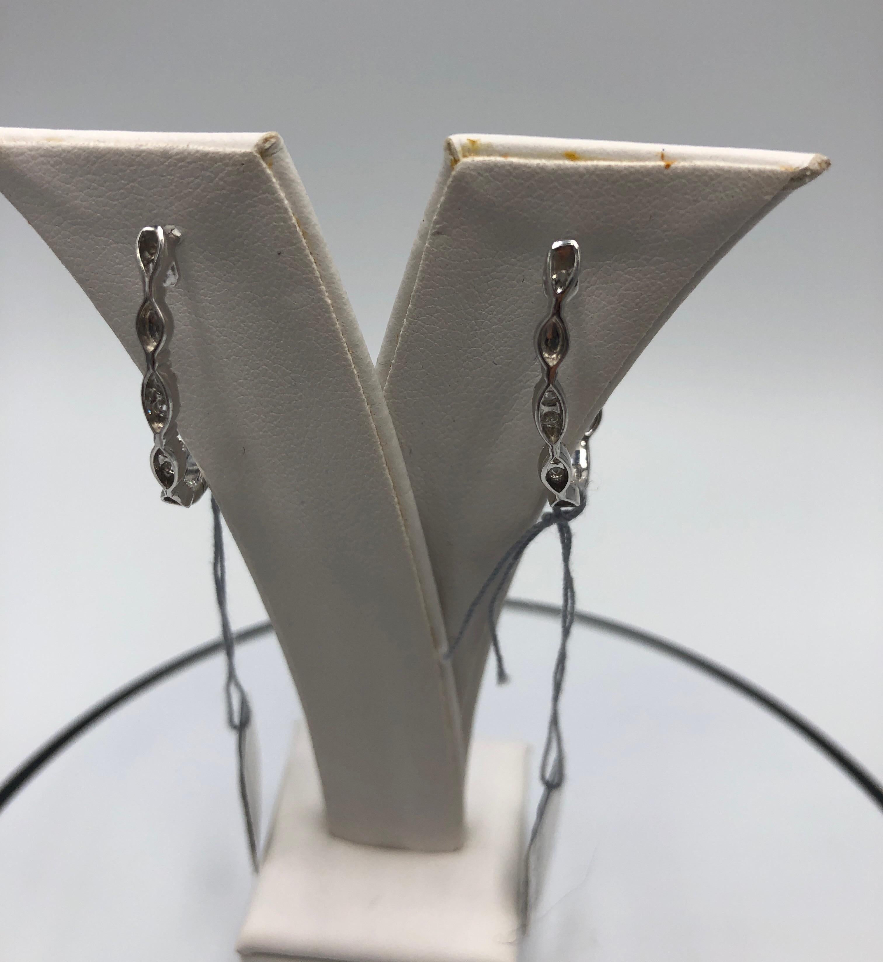 Round Cut White Gold and Diamond Hoop Earrings