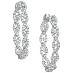 White Gold and Diamond Hoop Earrings