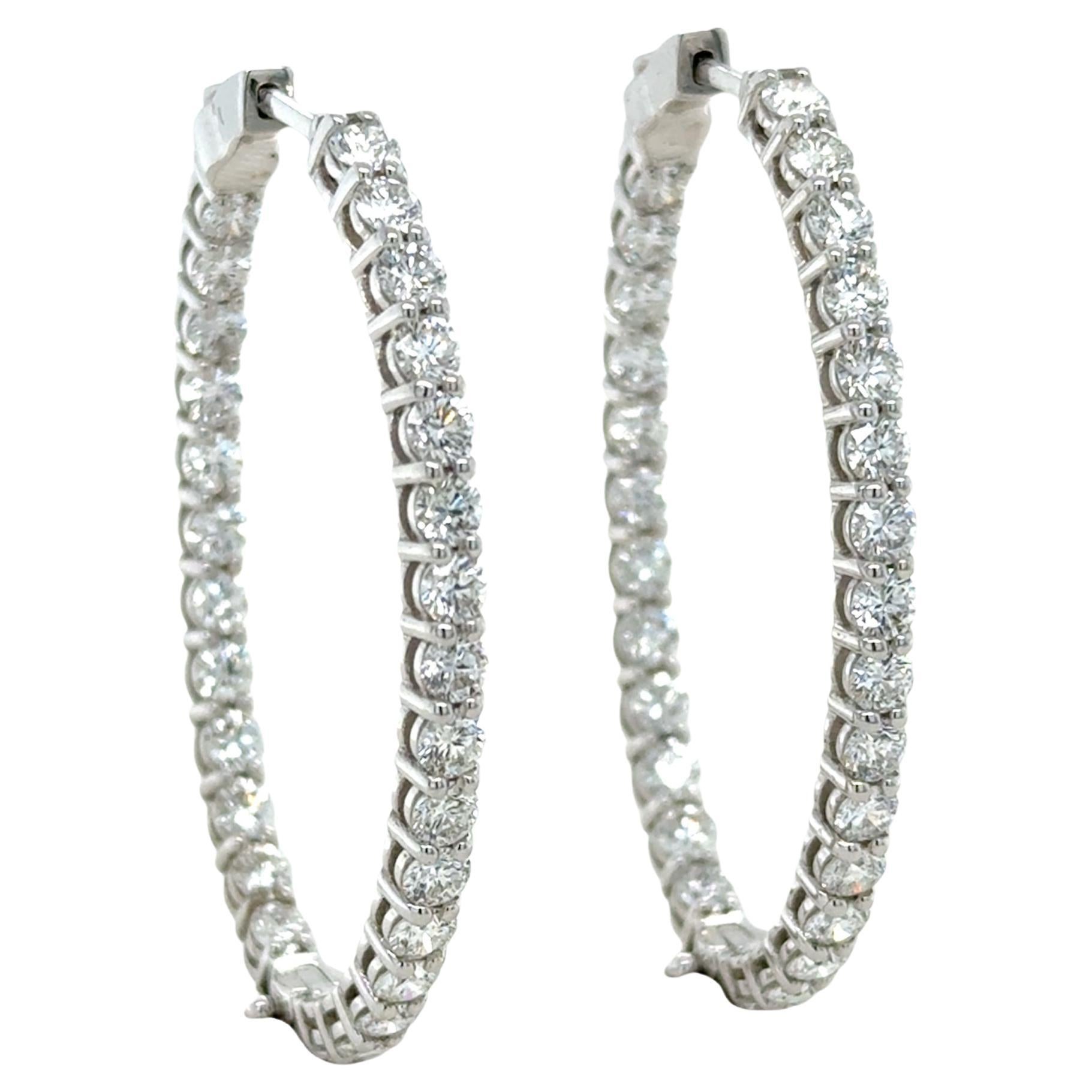 White Gold and Diamond Hoop Earrings
